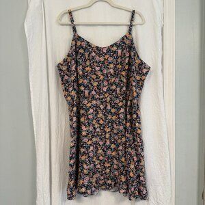 Old Navy Fit & Flare Sleeveless Floral-Print Linen-Blend Smocked Back Dress XXL